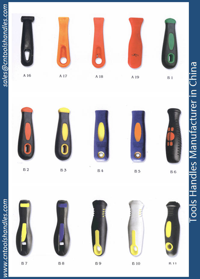 Plastic handles for saw files, yellow and black color, soft grip