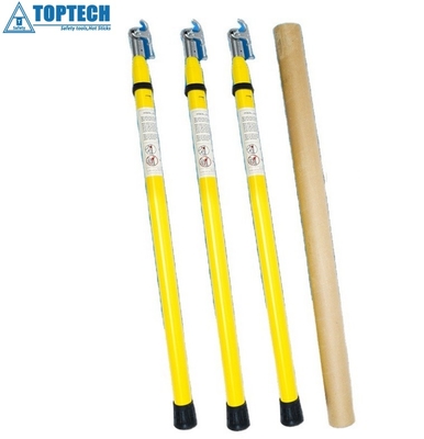TOPTECH 20' no twist hot stick Telescopic Fiberglass Insulated Rod, alloy hook for operate switch used in High voltage