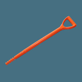 Fiberglass handle for shovel with D grip, orange color, 30 inch, fiberglass rod with full plastic coated