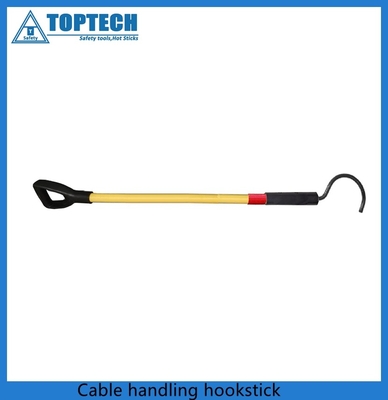 Insulated Cable hook stick with D handle, yellow insulate frp stick black steel hook stick China manufacturer