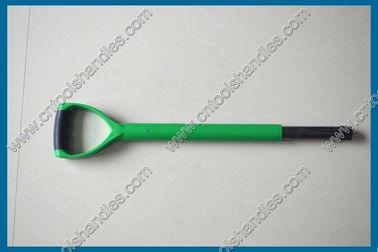 one piece plastic coated steel handle with D grip, OEM plastic injection steel tube, green color with soft TPR grip